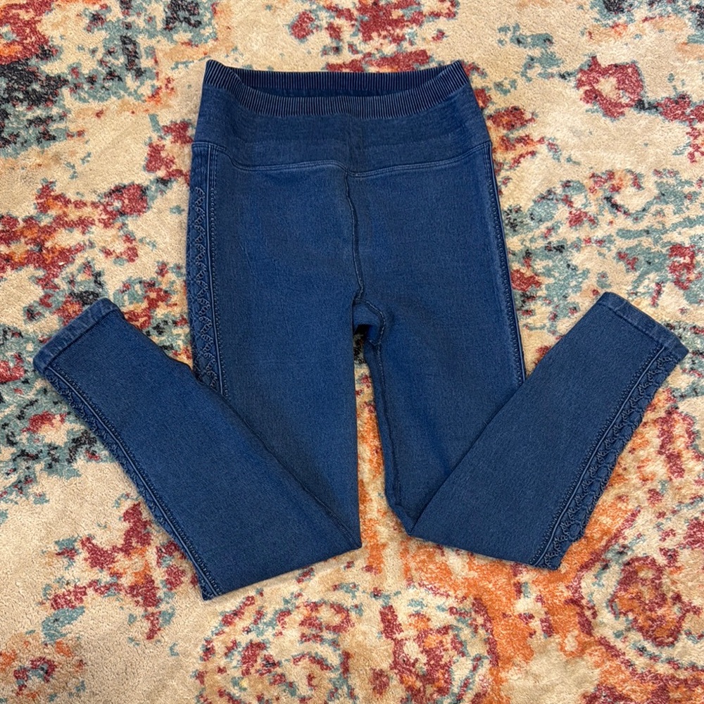 FP Movement by Free People Dark Navy Denim-Look Leggings with Side Knit Detail